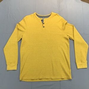 Mens Yellow Long Sleeve Henley Shirt
